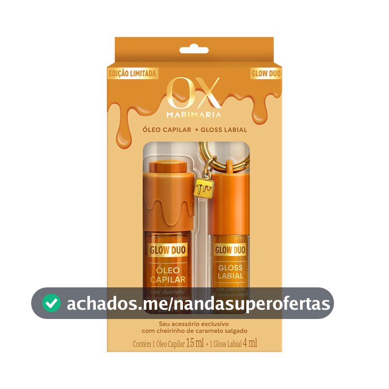 Kit Ox Glow Duo Caramelo Salgado Mari Maria - Óleo Capilar 15ml + Gloss Labial 4ml