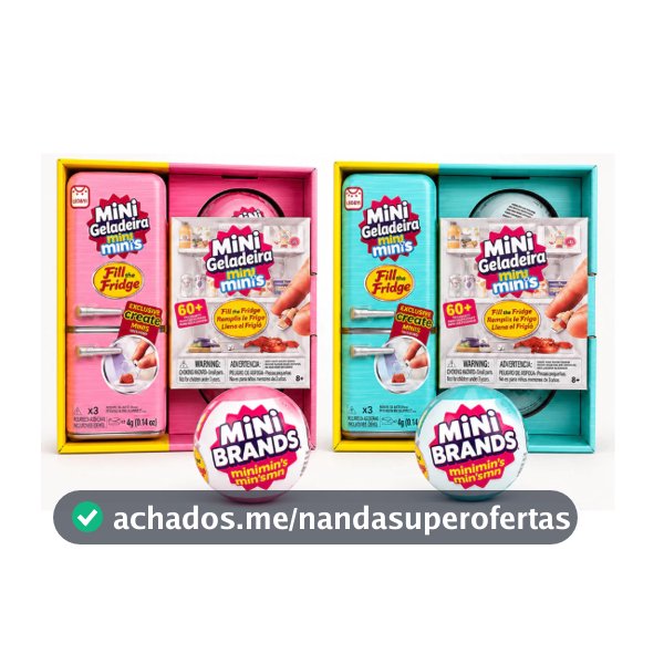 Mini Geladeira Mini brands Brinquedo Infantil Minis + 2 Cap Surpresa