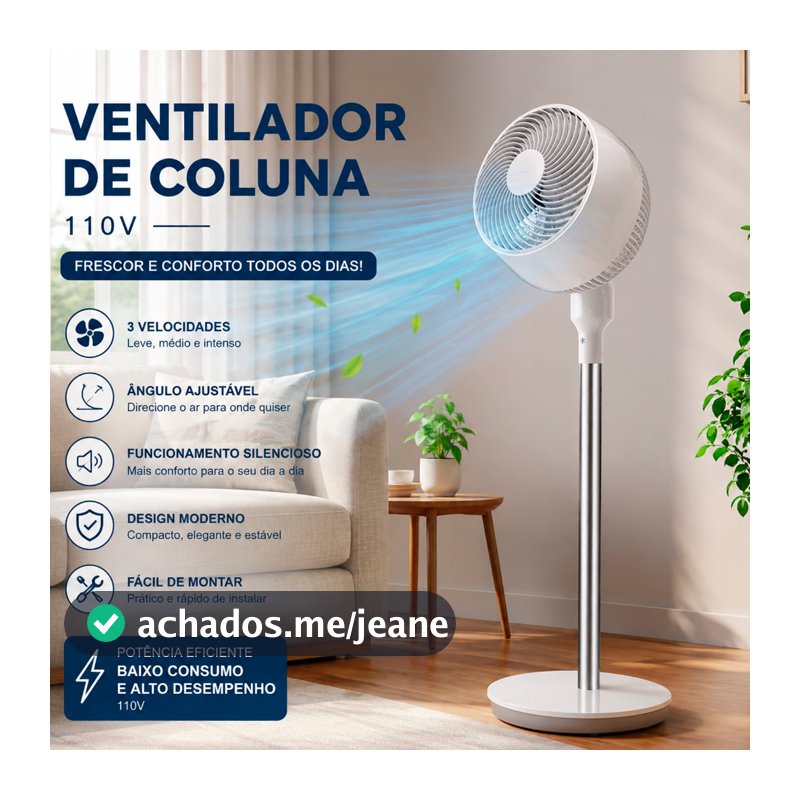 Ventilador Coluna 1 Metro Ajuste De Altura Livremente Ventilador Silencioso Vento Forte