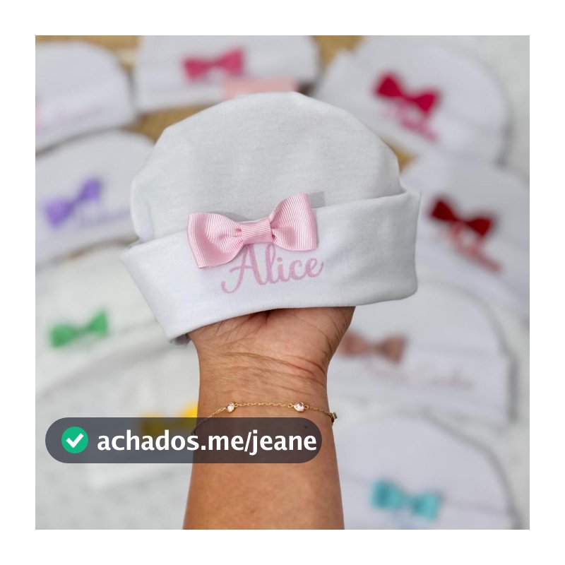 Touca bebê com o nome personalizado | Touquinha Saída Maternidade | Touca para Bebê Menina e Menino.