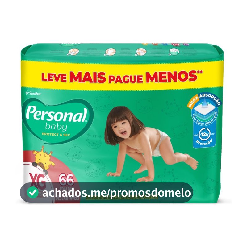 Fralda Infantil Personal Baby Protect & Sec Tamanho XG com 66 Tiras