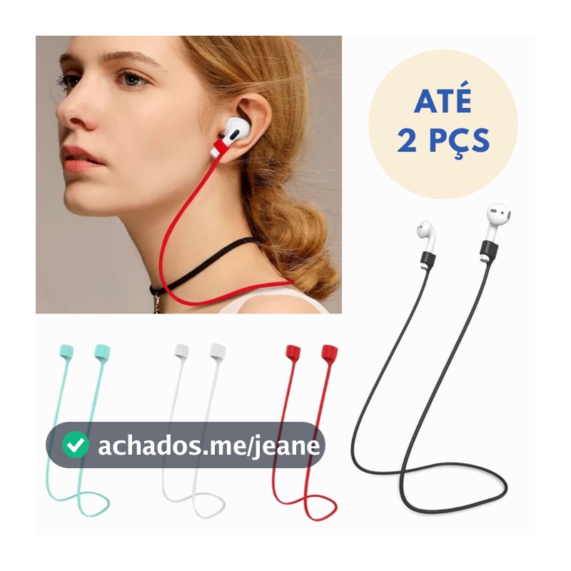Cordão Anti Queda Para Fone Bluetooth Silicone AirPods Segurança Esportivo Universal
