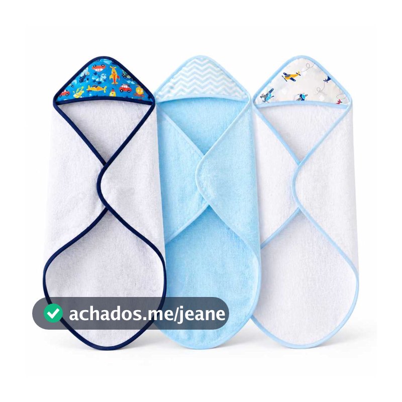 Kit 3 Toalha de Banho Sem Forro Sortida para Bebê com Capuz - Conforto e Proteção