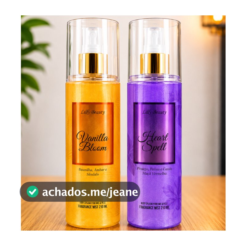 Kit 2 body splash com glitter loção corporal Lilly Beauty perfume luminoso 210 ml varias fragrancias