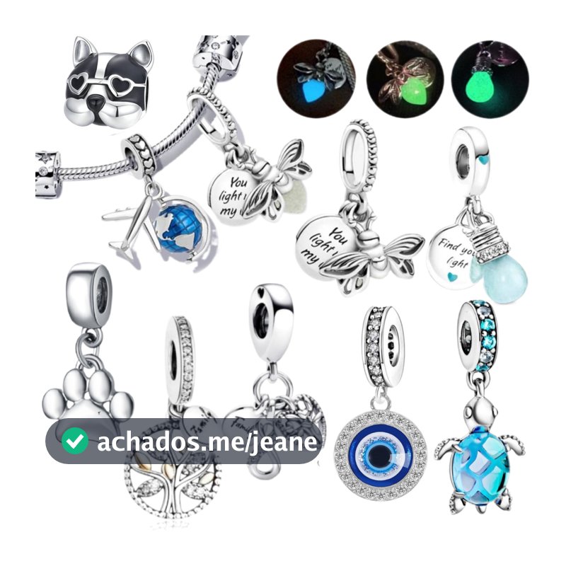 Berloque Prata 925 Pingente Básico Pulseira Feminina Acessório Diário à Moda