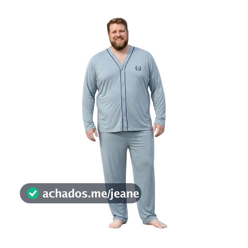 Pijama Adulto Longo PLUS SIZE Masculino Roupa de Dormir Homem Aberto Extra Grande Pos Cirúrgico