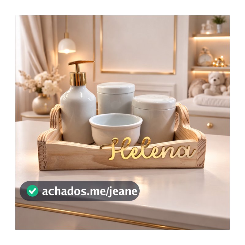 Kit Higiene Bebê Porcelana Personalizado Com Nome Luxo Menino Menina Acrílico