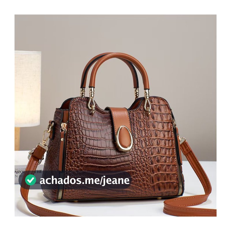 Bolsa Feminina Estruturada Croco Premium com Alça Transversal e Detalhes Dourados ✨ NO-2022