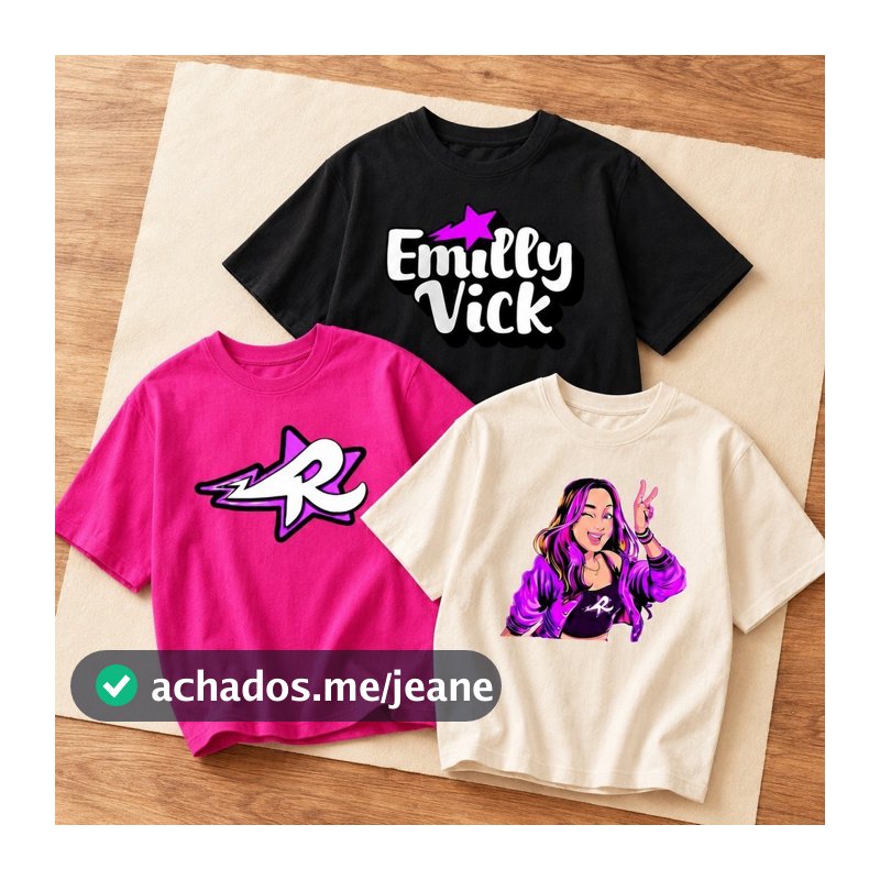 Kit 3 Camiseta Infantil Emilly Vick Feminina 100% Algodão Blogueirinha Moda Kids T-shirt Baratinha