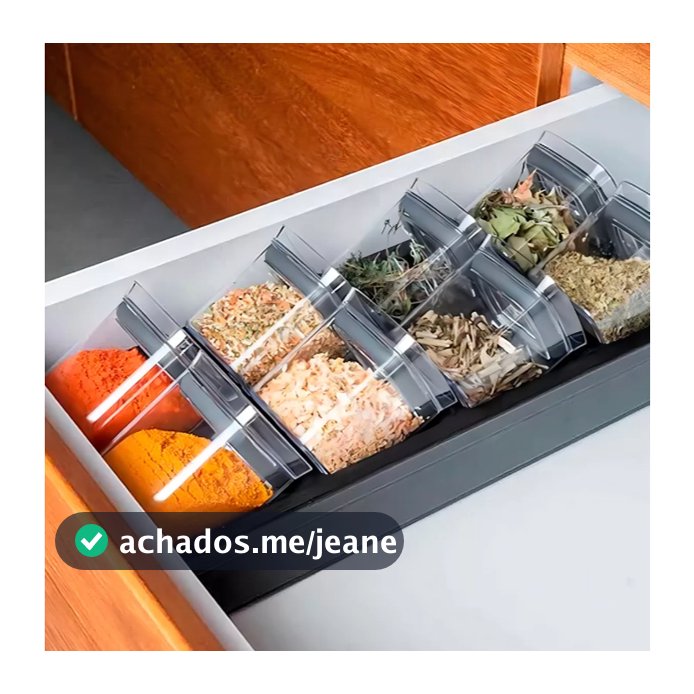 Organizador De Temperos 9 Peças Cozinha Clear Ou Potes Herméticos
