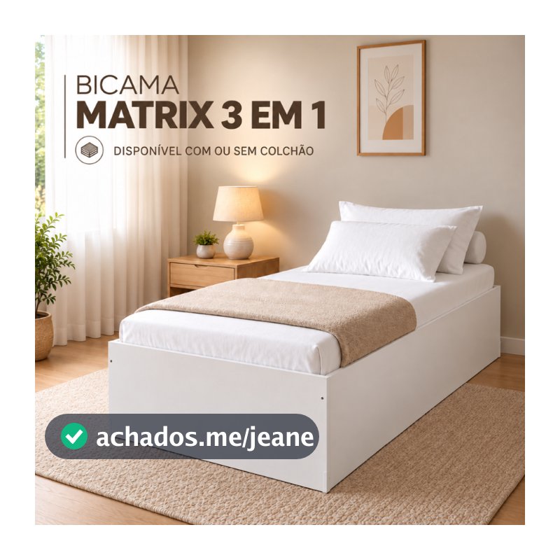 Bicama Solteiro Multifuncional Matrix 3 em 1 com Auxiliar e Com ou Sem os Colchões D20 88x188cm