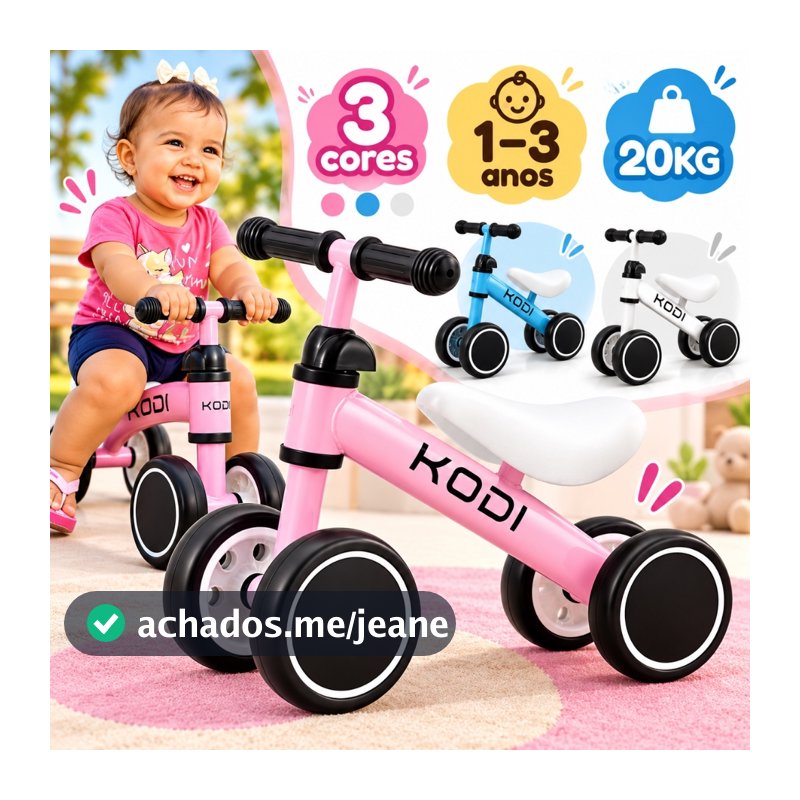 Carrinho de Equilíbrio Infantil  4 Rodas Sem Pedal | Brinquedo para Aprender Andar | Assento Confortável