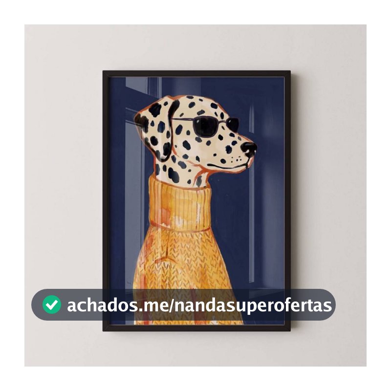 Quadro Decorativo Arte Minimalista Cachorro Dalmata de Óculos Com Moldura
