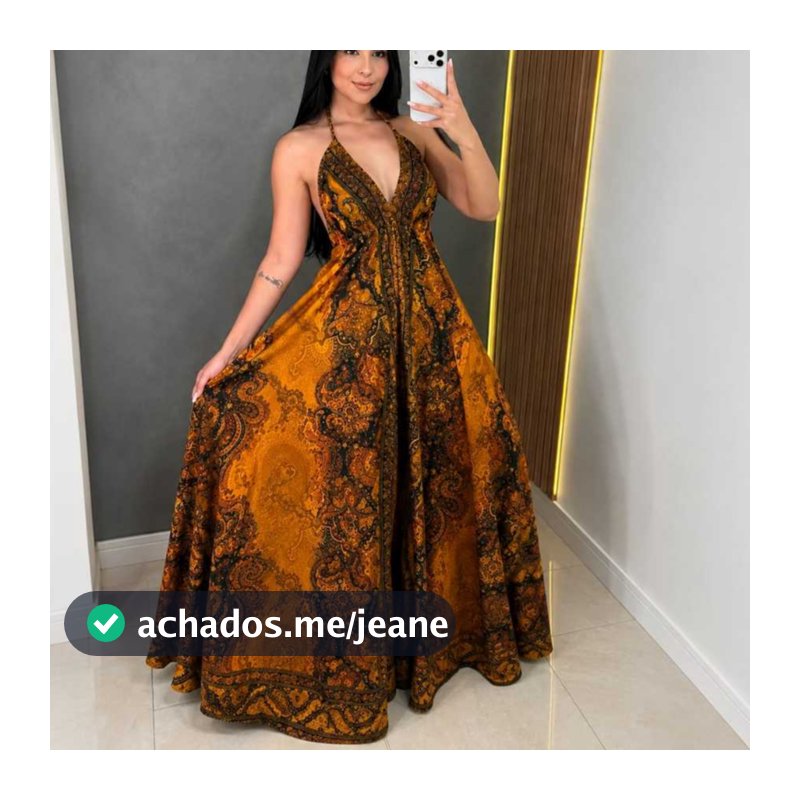 Vestido indiano   Longo feminino Estampado Floral Único Elegante 1