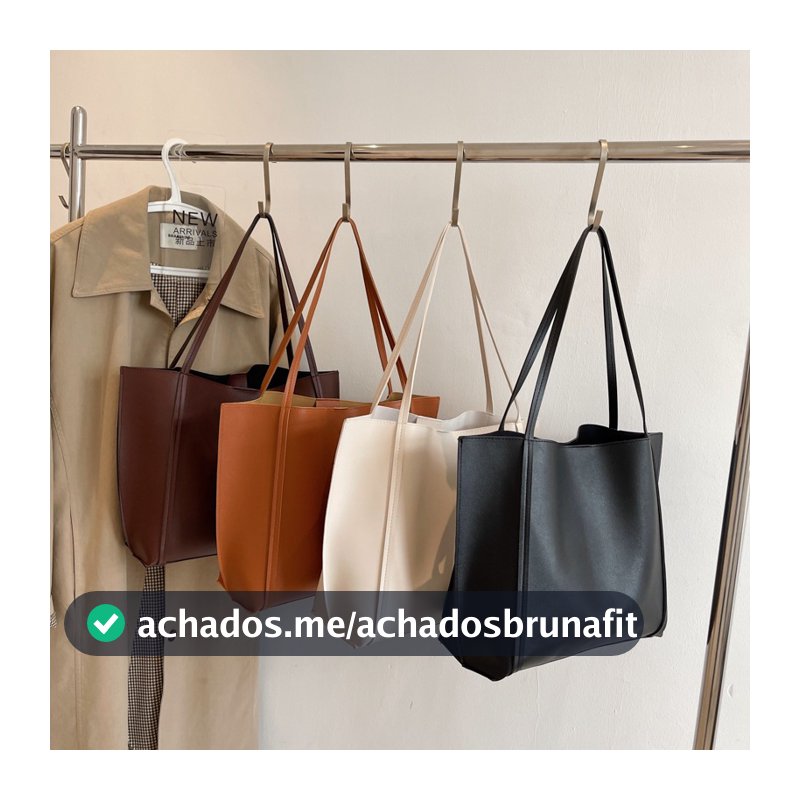 Bolsa Tote Feminina Couro PU Grande Espaçosa Elegante para Escritório