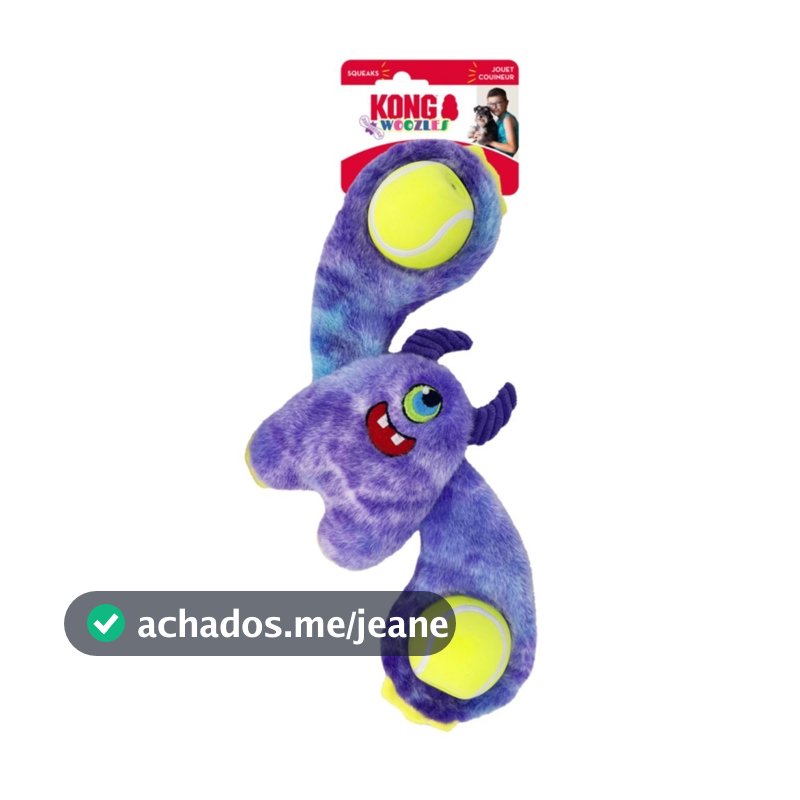 Brinquedo Pelúcia Kong Woozles Monster Com Apito Para Cães e Gatos - Roxo