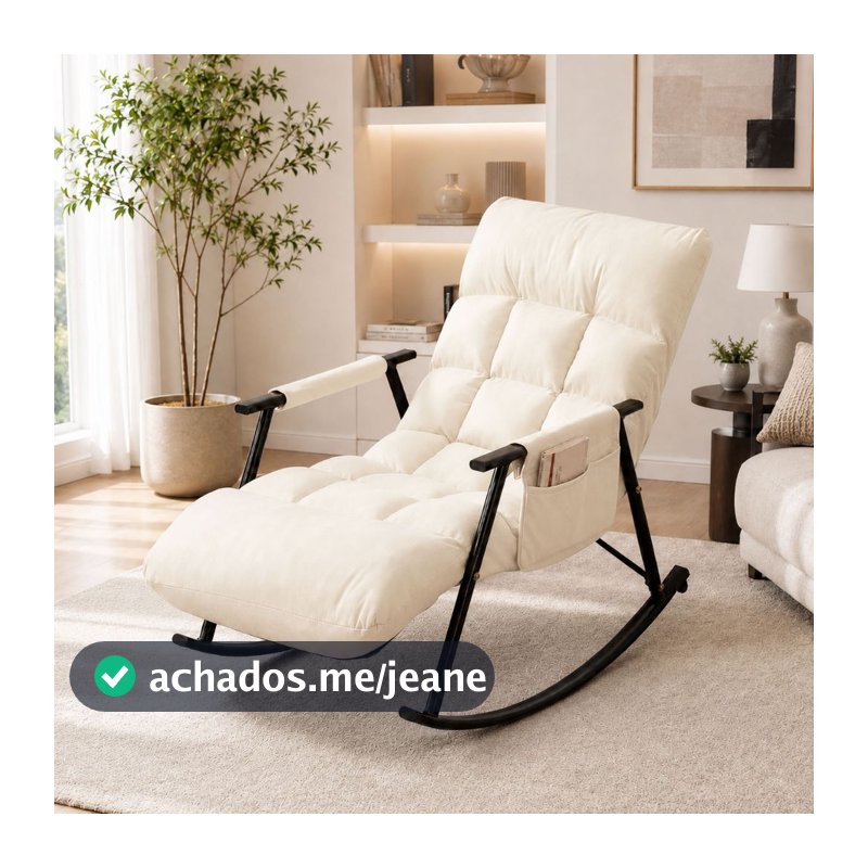 Poltrona Balanço Espreguiçadeira Lazy Confortável com 3 Níveis de Regulagem Reclinável Porta Objetos