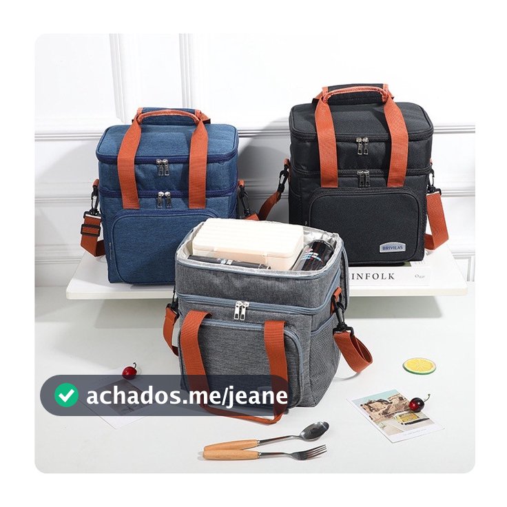 Bolsa Térmica Expansível Dupla Brivilas Multiuso Com Alças Para Marmita Unissex Portátil Piquenique Trabalho Acampamento