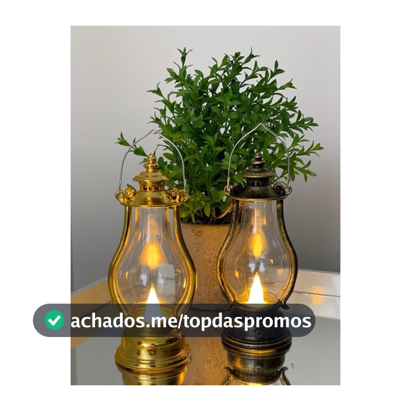 Lanterna Decorativa Lampião Retro de Led Luminária 15cm Enfeite Decoração Vela