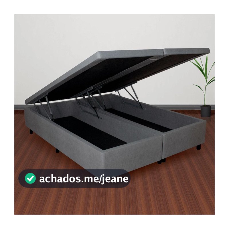 Base Box Baú Queen 158x198 Courino Linho Cinza