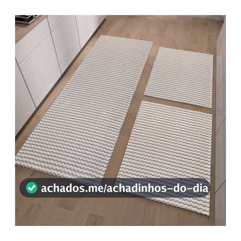 Jogo De Passadeiras 3 Peças Sendo 2 Tapetes 40 cm x 60 cm -1 Passadeira 40 cm x 130 cm-Sala Cozinha