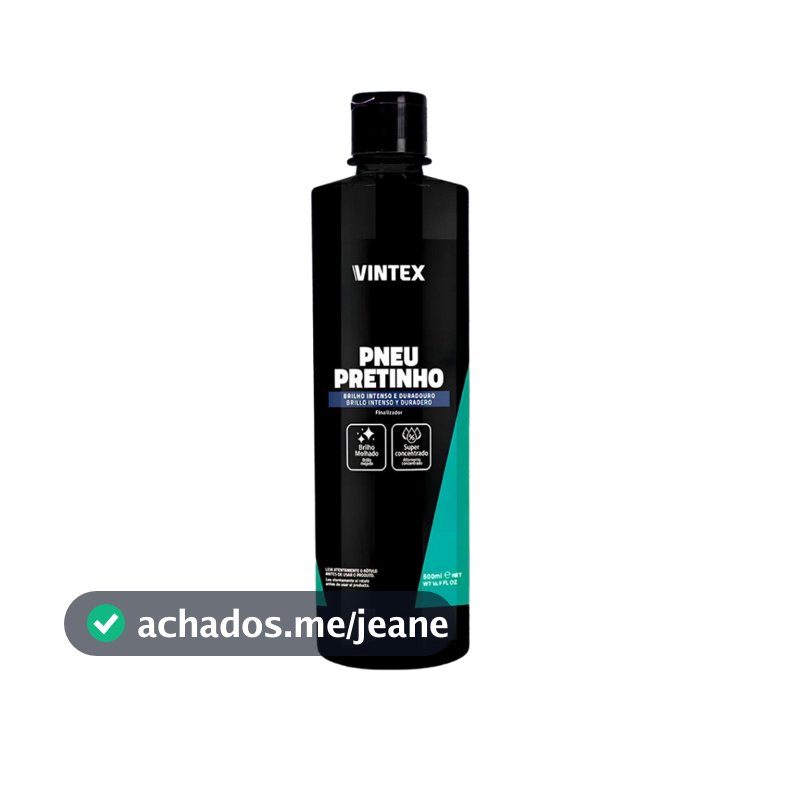 Pneu Pretinho Brilho Intenso Vintexx 500 ml + Pincel de detalhamento