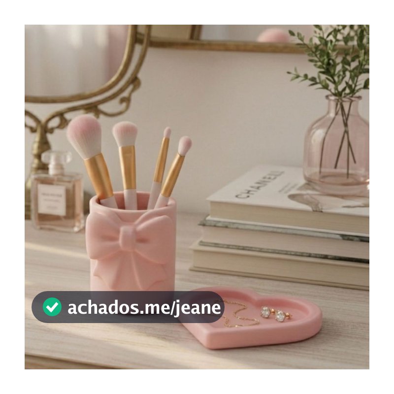 Porta Pinceis de maquiagem ou canetas coquette organizador Premium bandeja coração
