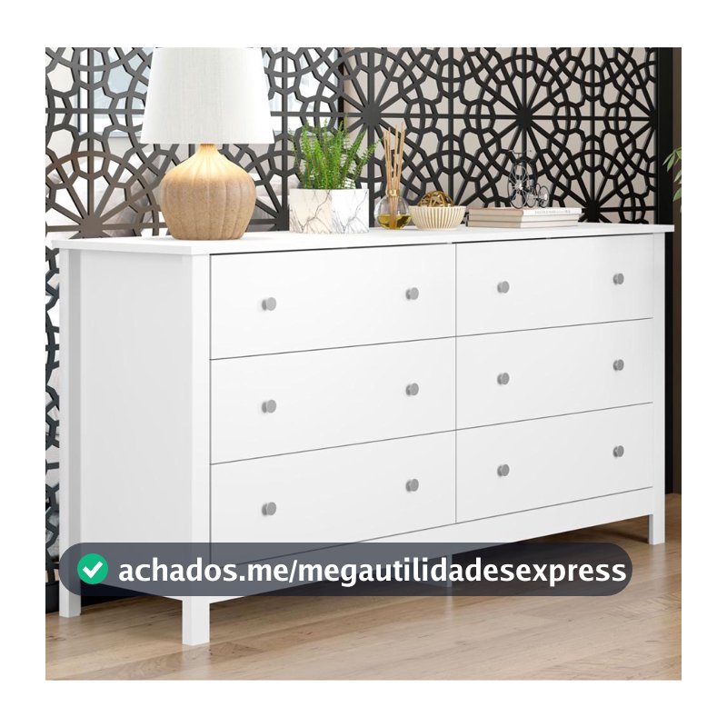 Cômoda Ditália 6 Gavetas DM-221 Branco