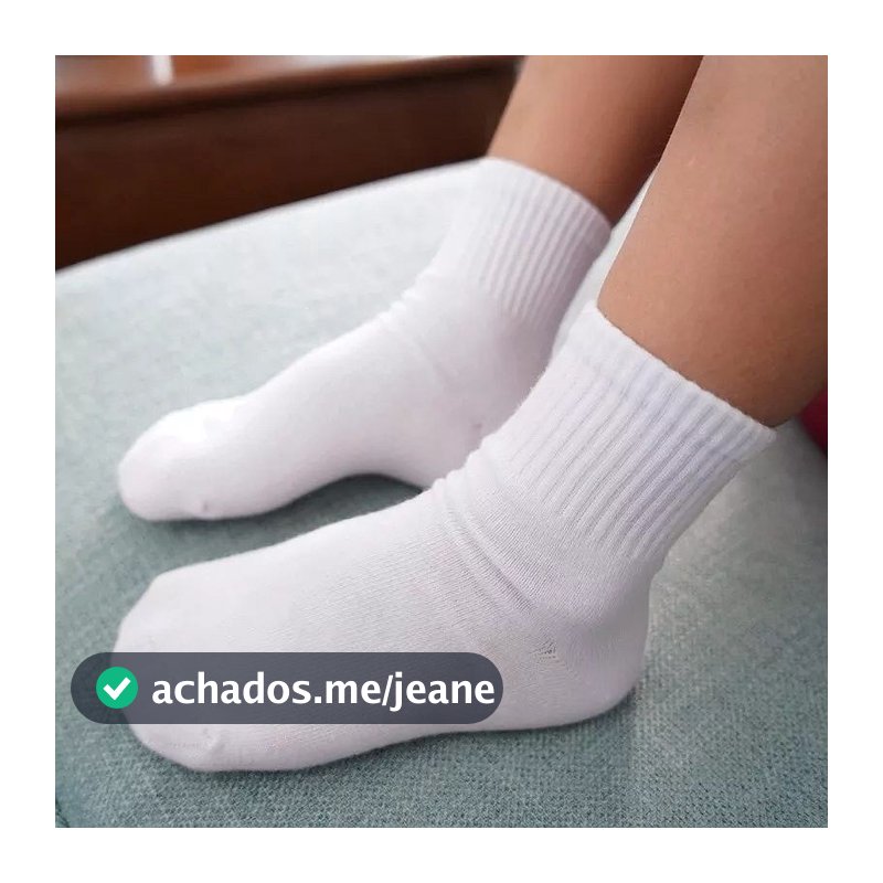 Kit Meia Infantil Escolar 3, 6 ou 12 Pares Unissex Cano Médio Algodão Branco e Preto Menino Menina
