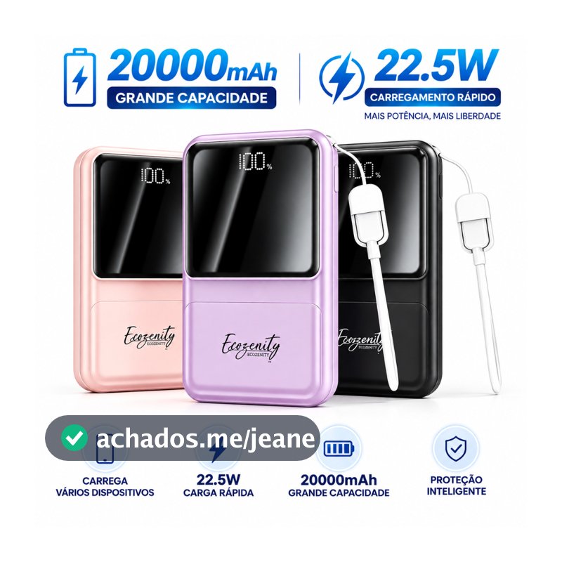 Portable Power Bank Charger 20000mah 22.5W Carregamento rápido para vários dispositivos