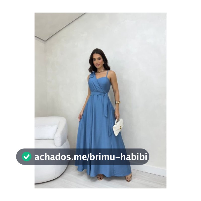 Vestido Feminino Longo Com Laço Tecido Marrant Festa Elegante