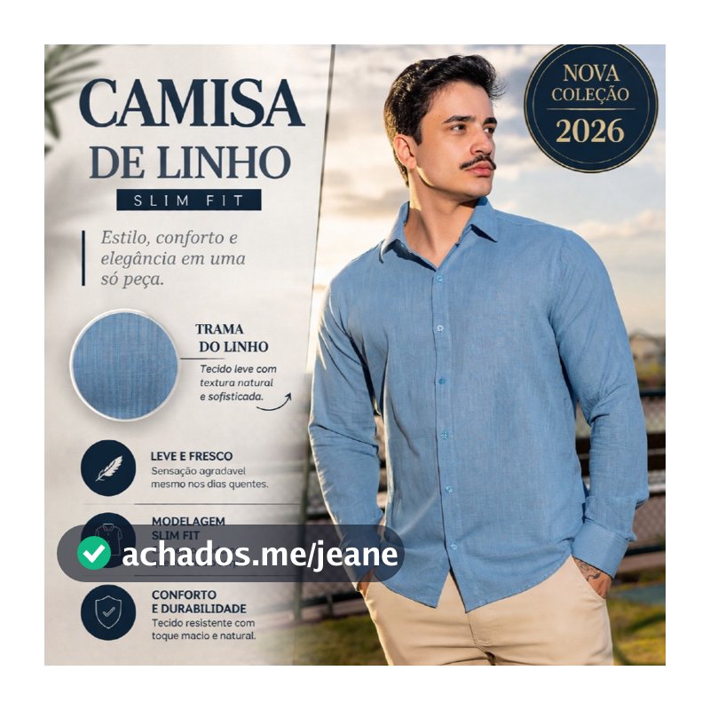Camisa Social Masculina Manga Longa Linho Casual Luxo Slim Fit Estilo Moda Masculina