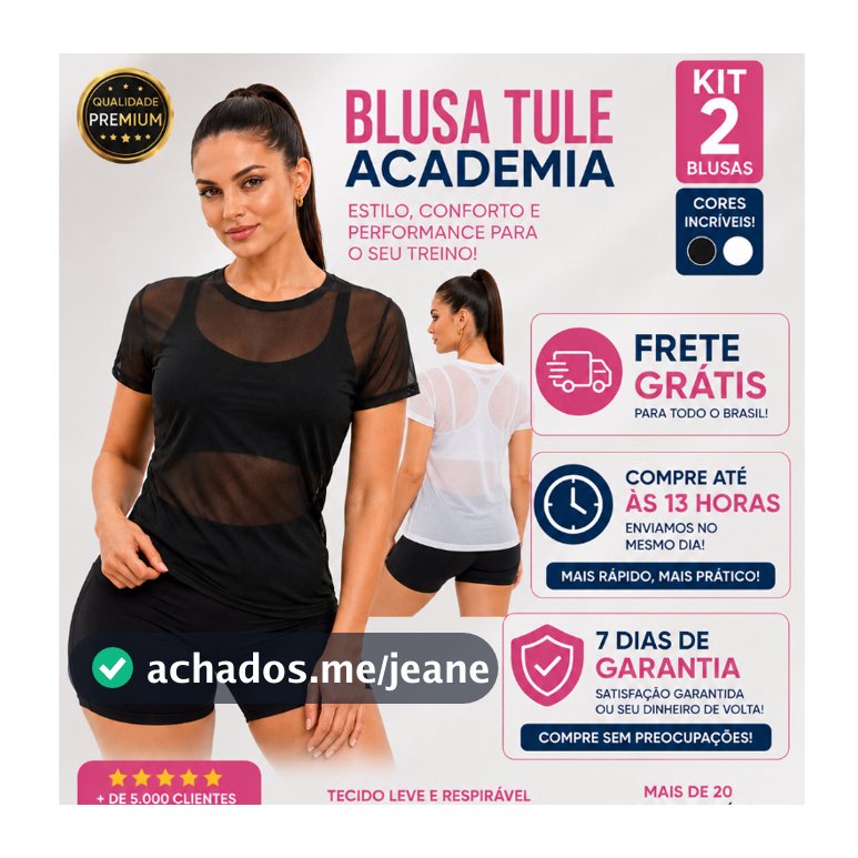 2 Blusa Tule Feminina Academia FITNESS Premium Respirável e Confortável Elegante