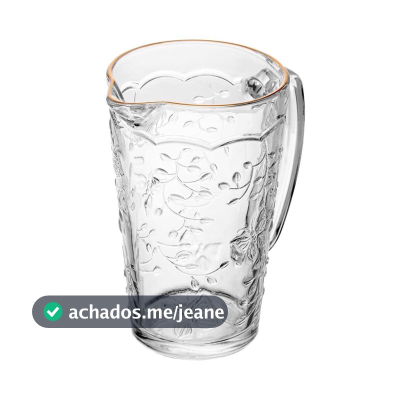 Jarra 750ml New Butterfly Cristal Ecológico com Fio de Ouro Lyor para Água Sucos Bebidas Mesa Posta Elegante Casa Mini