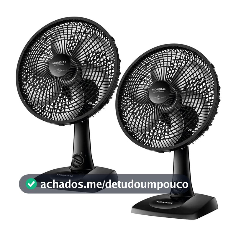 Kit 2 Ventiladores de mesa 30 cm 6 pás com 3 velocidades VSP-30-B Mondial