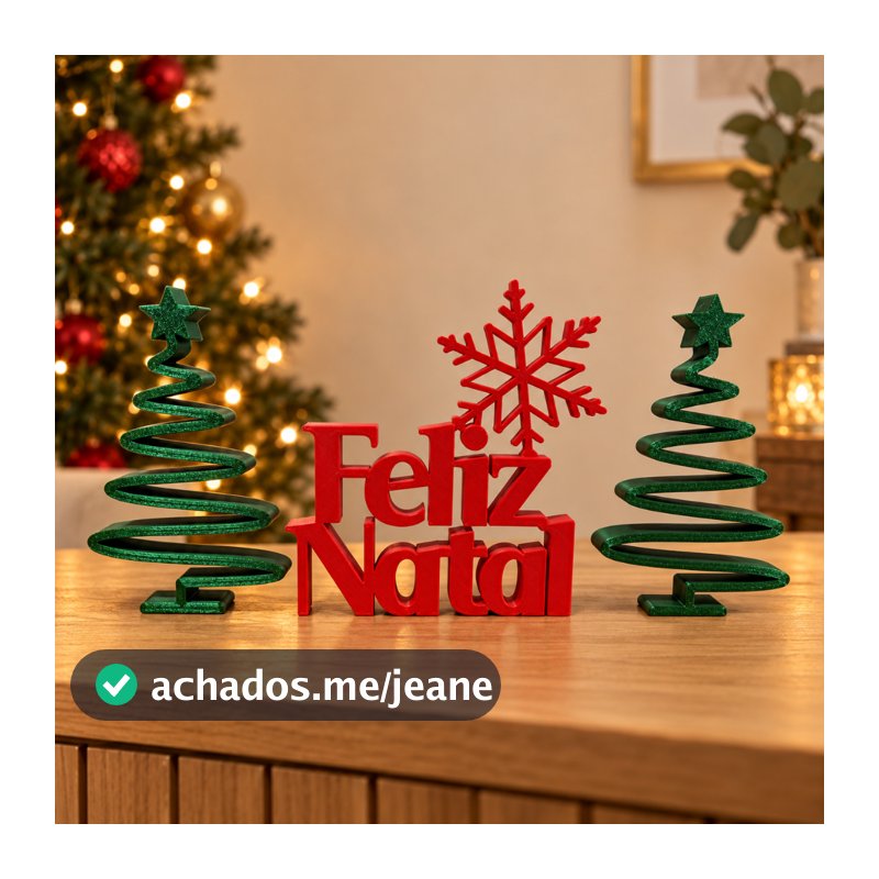 Kit Decorativo Feliz Natal 3 Peças Enfeite Natalino Para Mesa