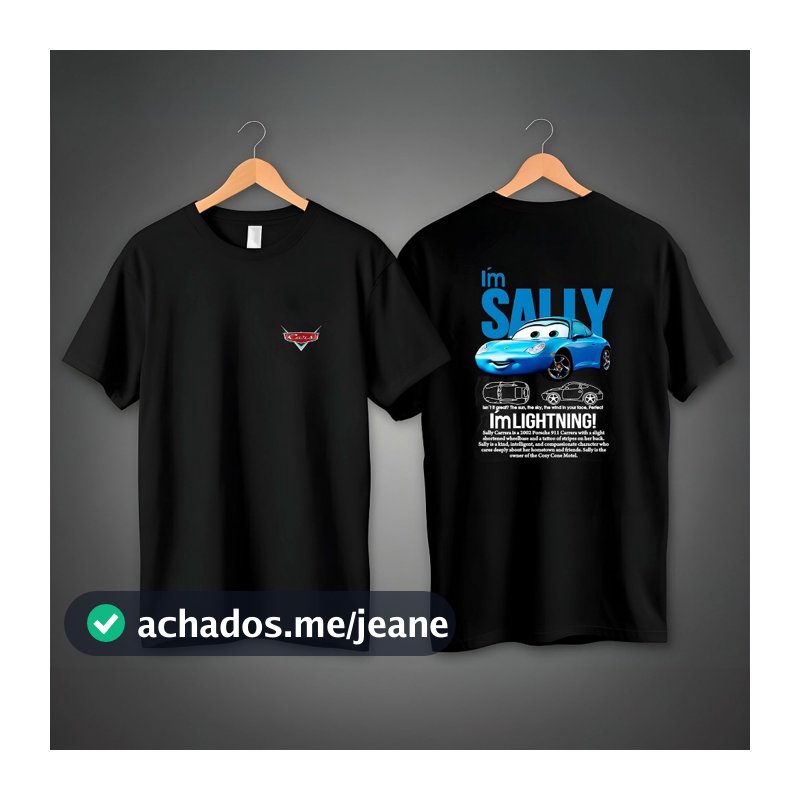 Camiseta Relâmpago Mcqueen OU Sally INDIVIDUAL p/ Casal Feminina Maculina