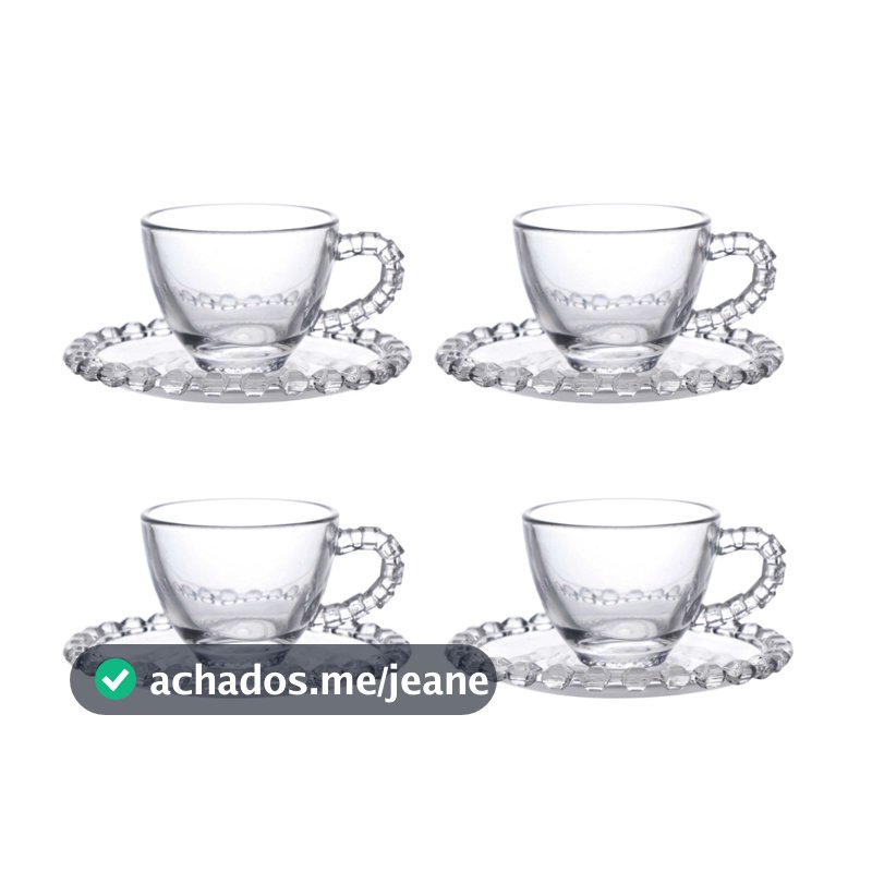 Jogo 4 Xícaras 80ml Para Café Cristal Diamante L´hermitage