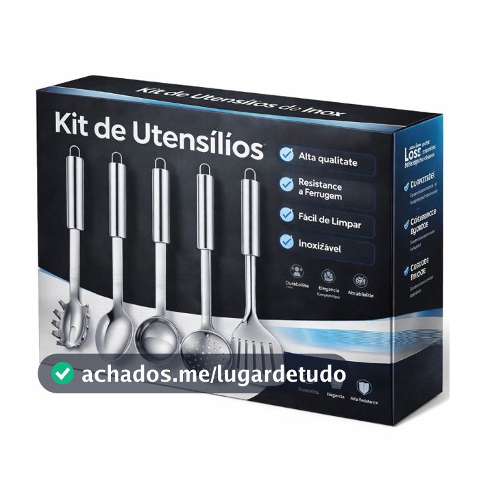Kit Utensílios De Cozinha Pegador de Macarrão Espátula De Aço Inox Conchas De Cozinha Escumadeira Para Fritura