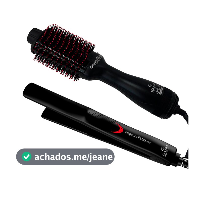 Kit GAMA Escova + Prancha Eleganza Plus Ceramic Bivolt
