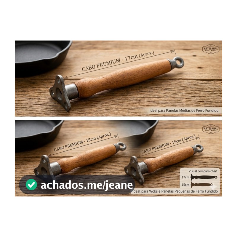 ENVIO RÁPIDO - Cabo de Madeira para Panela e Frigideira de Ferro Fundido (13/15/17cm) - conserto panela/cabo para wok