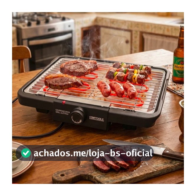 Churrasqueira Eletrica Grill Grelha Removivel Antiaderente Compacta Preta 127V