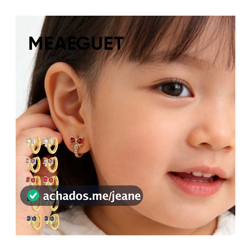 Brincos De Bebê Meaeguet Huggie Dourados Com Laço Zircônia Hipoalergênicos à Prova d'Água Presente para Meninas Infantil