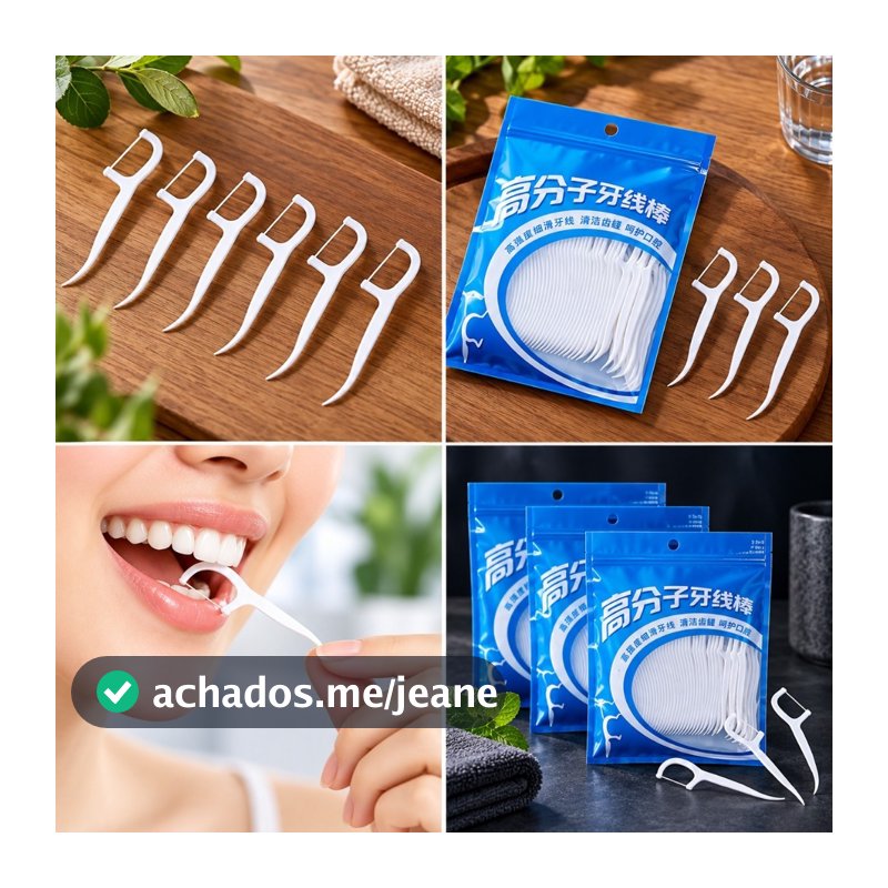 Kit 50/100/150/200 Fios Dentais com Haste Infantil Ultra Fino Portátil para Higiene Bucal Limpeza dos Dentes