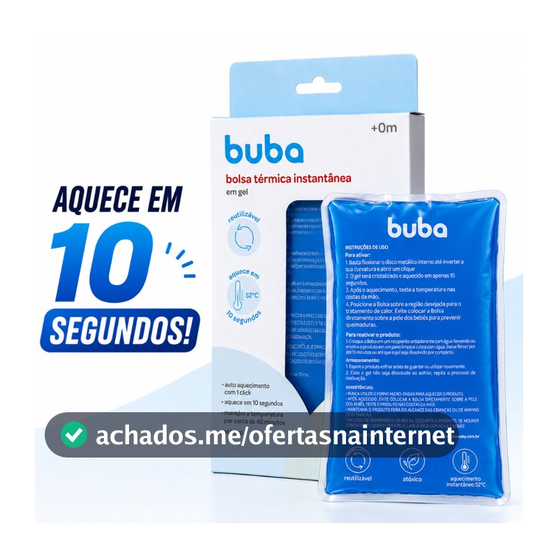 Bolsa Térmica Instantânea Buba Gel 1 Click Aquece 10 Segundos Cólica Bebê Reutilizável