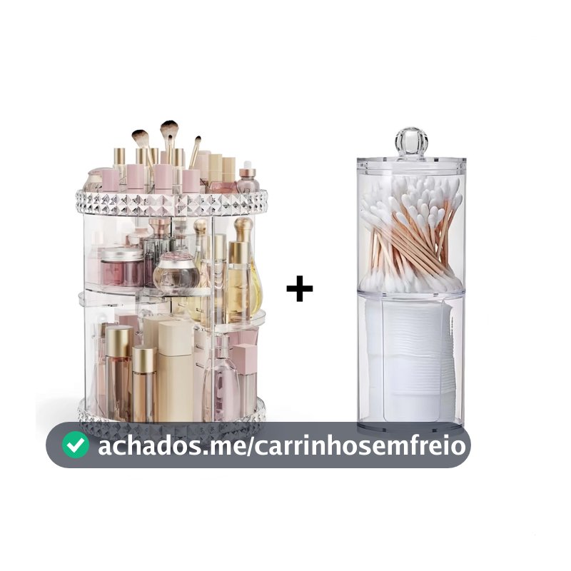 Organizador de maquiagem Acrílico Giratório 360º Suporte Para Cosméticos