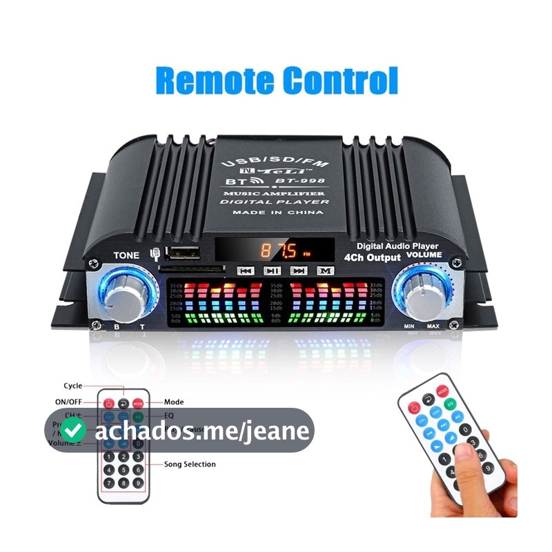 12V Amplificador Digital WiFi 1600W Rádio FM De Canais Bluetooth 5.0 Karaoke Player