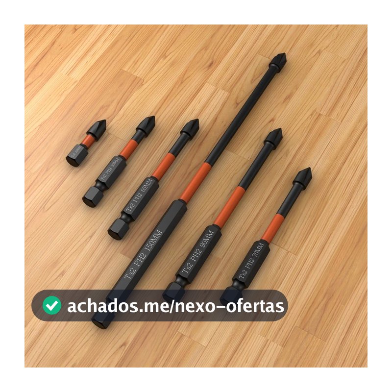 Kit 6 Bits Conjunto de 6 chaves de fenda magnéticas PH2 com alta dureza e design de impacto 25-150mm