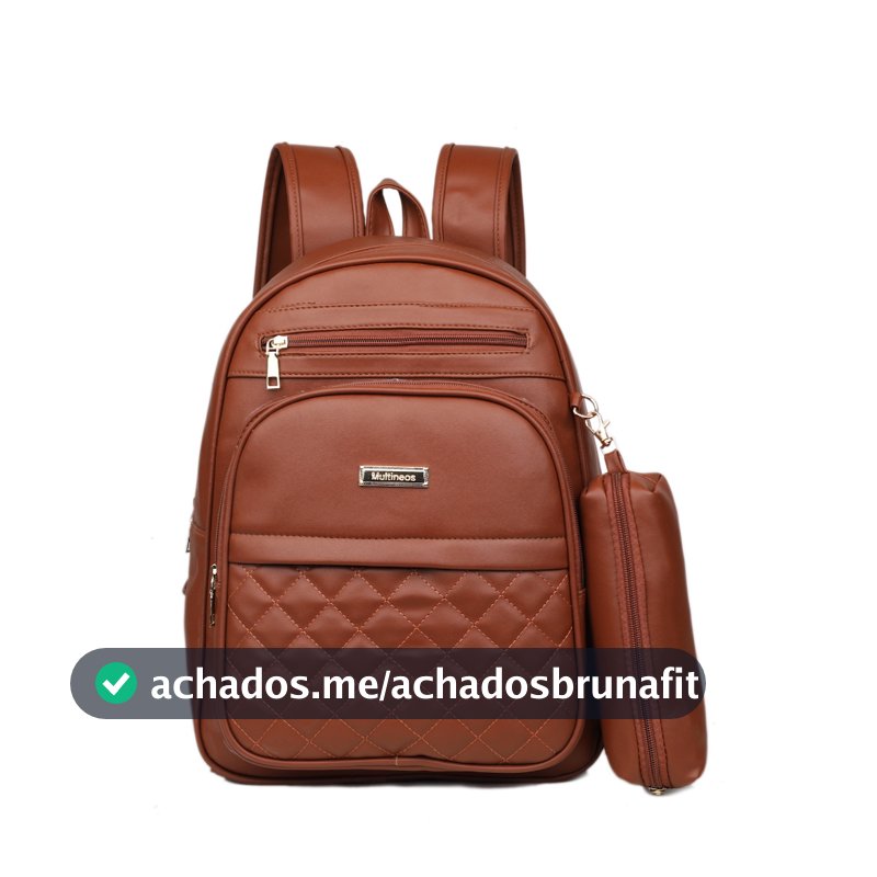 Bolsa De Mochila Feminina Com Estojo De Costas Em Couro Sintético