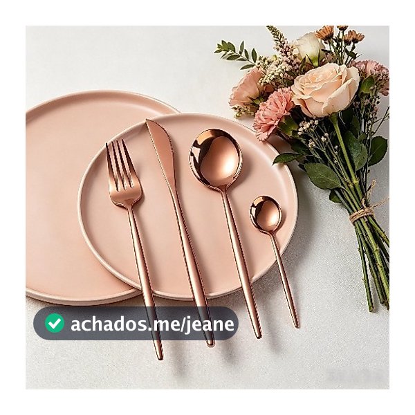 24 Peças Garfo Faca Colher Jogo de Talheres Rose Gold Inox